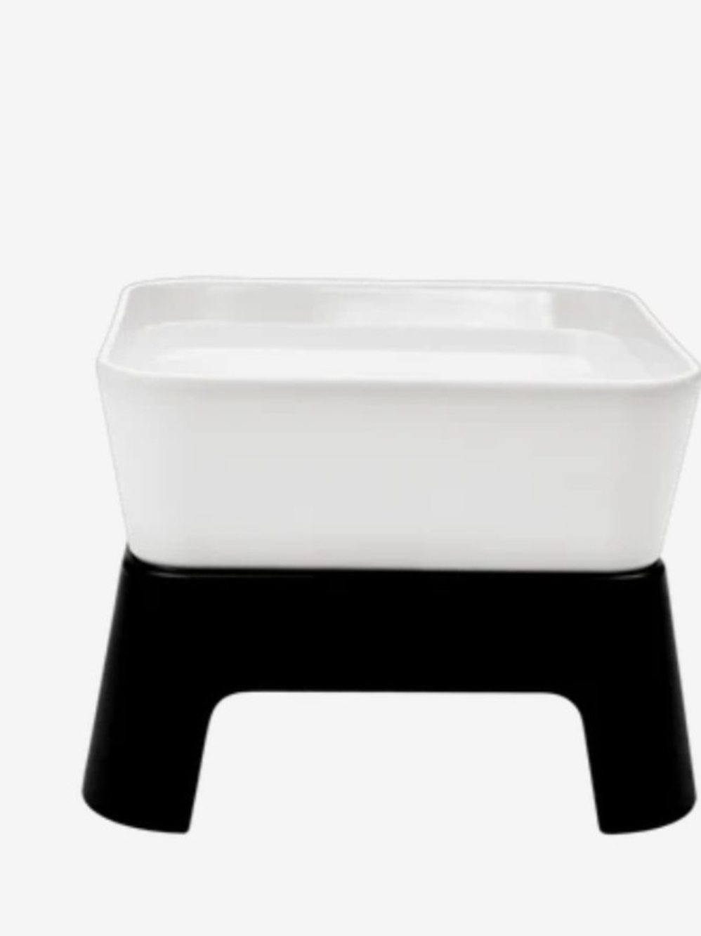 Houndsy Set Of TWO White Food And Water Bowl with Black Stand